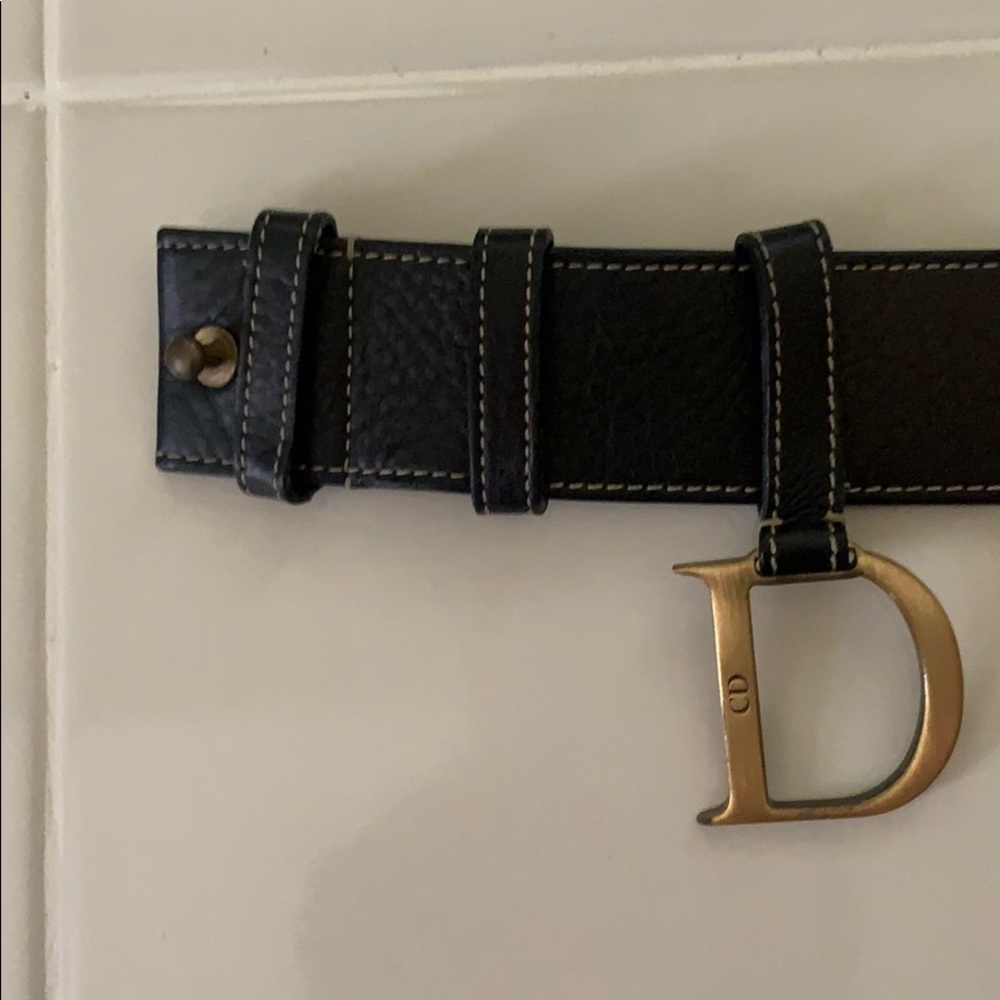 Christian Dior black leather belt size 85 with